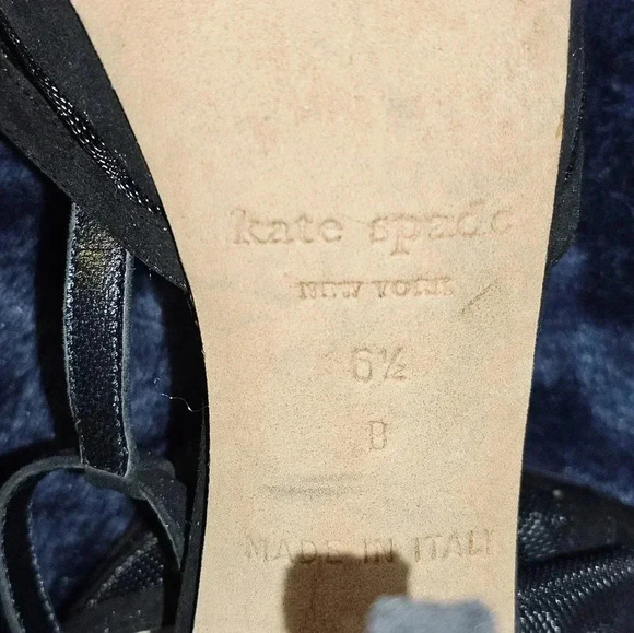 Kate Spade New York Women's Black Suede /Mesh Bow Peep Toe Heels Size 6.5 - Picture 10 of 12